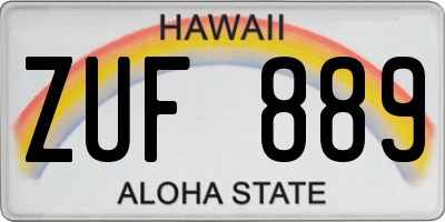 HI license plate ZUF889