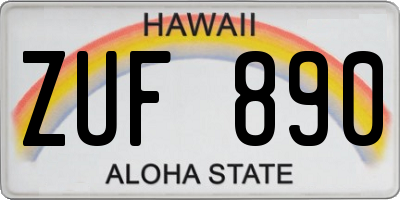 HI license plate ZUF890