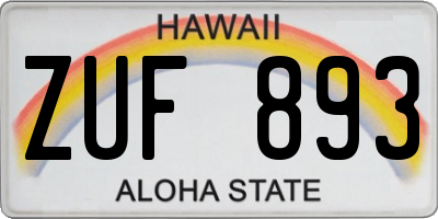 HI license plate ZUF893