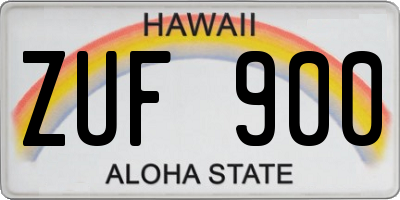 HI license plate ZUF900