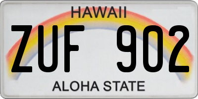 HI license plate ZUF902