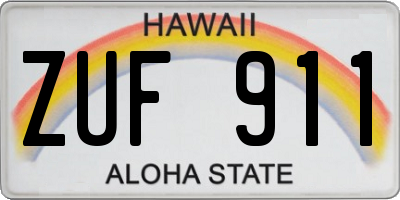 HI license plate ZUF911