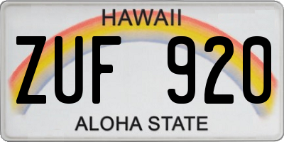 HI license plate ZUF920