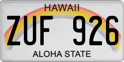HI license plate ZUF926