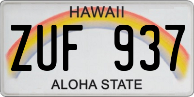 HI license plate ZUF937