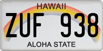 HI license plate ZUF938
