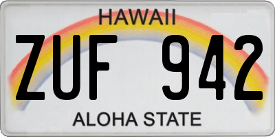 HI license plate ZUF942