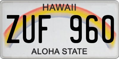HI license plate ZUF960
