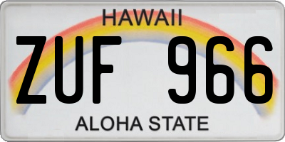 HI license plate ZUF966