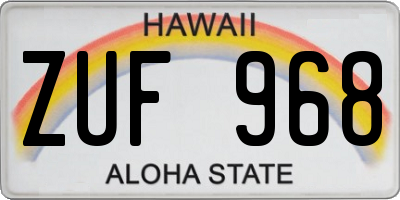 HI license plate ZUF968