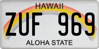 HI license plate ZUF969