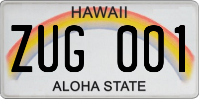 HI license plate ZUG001
