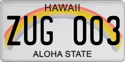 HI license plate ZUG003