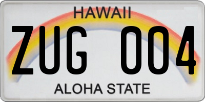 HI license plate ZUG004