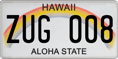 HI license plate ZUG008