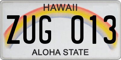 HI license plate ZUG013