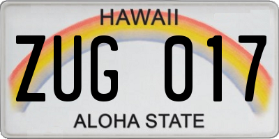 HI license plate ZUG017