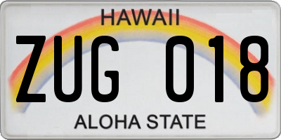 HI license plate ZUG018