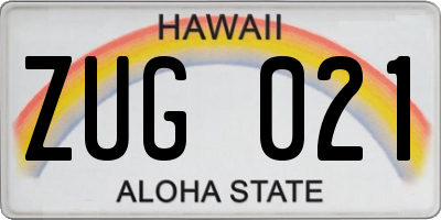 HI license plate ZUG021