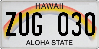 HI license plate ZUG030