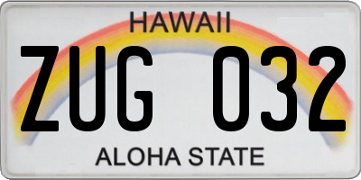 HI license plate ZUG032