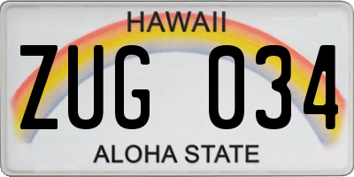 HI license plate ZUG034