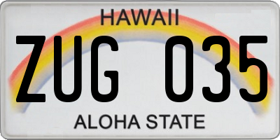 HI license plate ZUG035