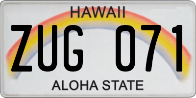 HI license plate ZUG071