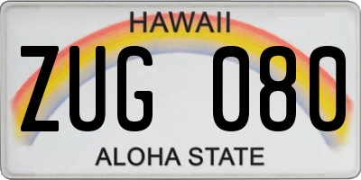 HI license plate ZUG080