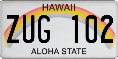 HI license plate ZUG102