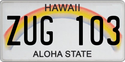 HI license plate ZUG103