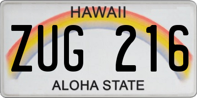 HI license plate ZUG216