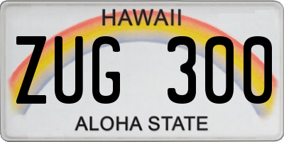 HI license plate ZUG300
