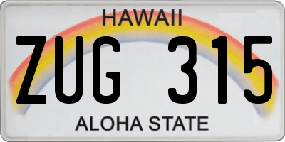 HI license plate ZUG315
