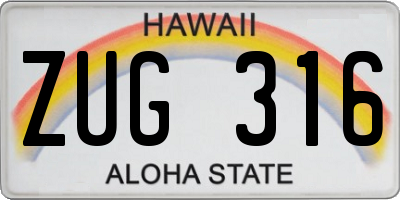 HI license plate ZUG316