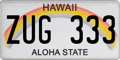HI license plate ZUG333