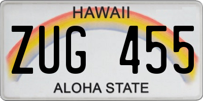 HI license plate ZUG455
