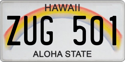 HI license plate ZUG501