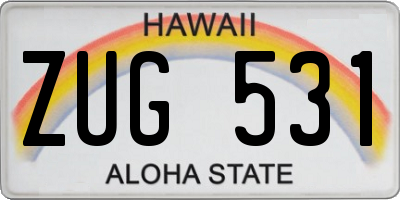HI license plate ZUG531