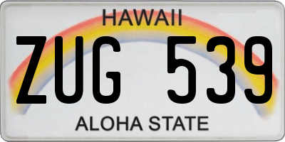HI license plate ZUG539
