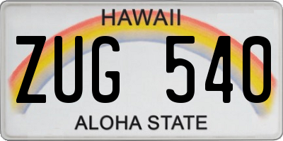 HI license plate ZUG540