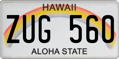 HI license plate ZUG560