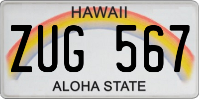 HI license plate ZUG567