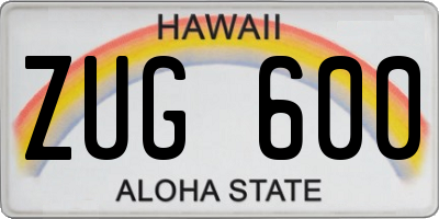 HI license plate ZUG600