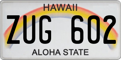 HI license plate ZUG602