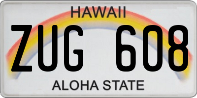 HI license plate ZUG608