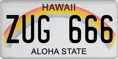 HI license plate ZUG666