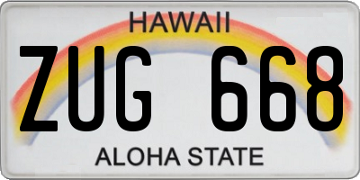HI license plate ZUG668