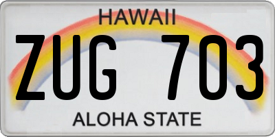 HI license plate ZUG703
