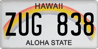 HI license plate ZUG838